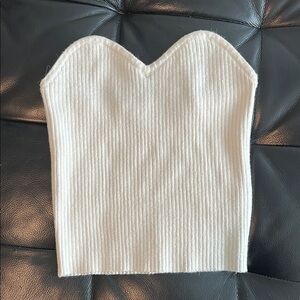 JustFab White Ribbed Sweetheart Neck Tube Top